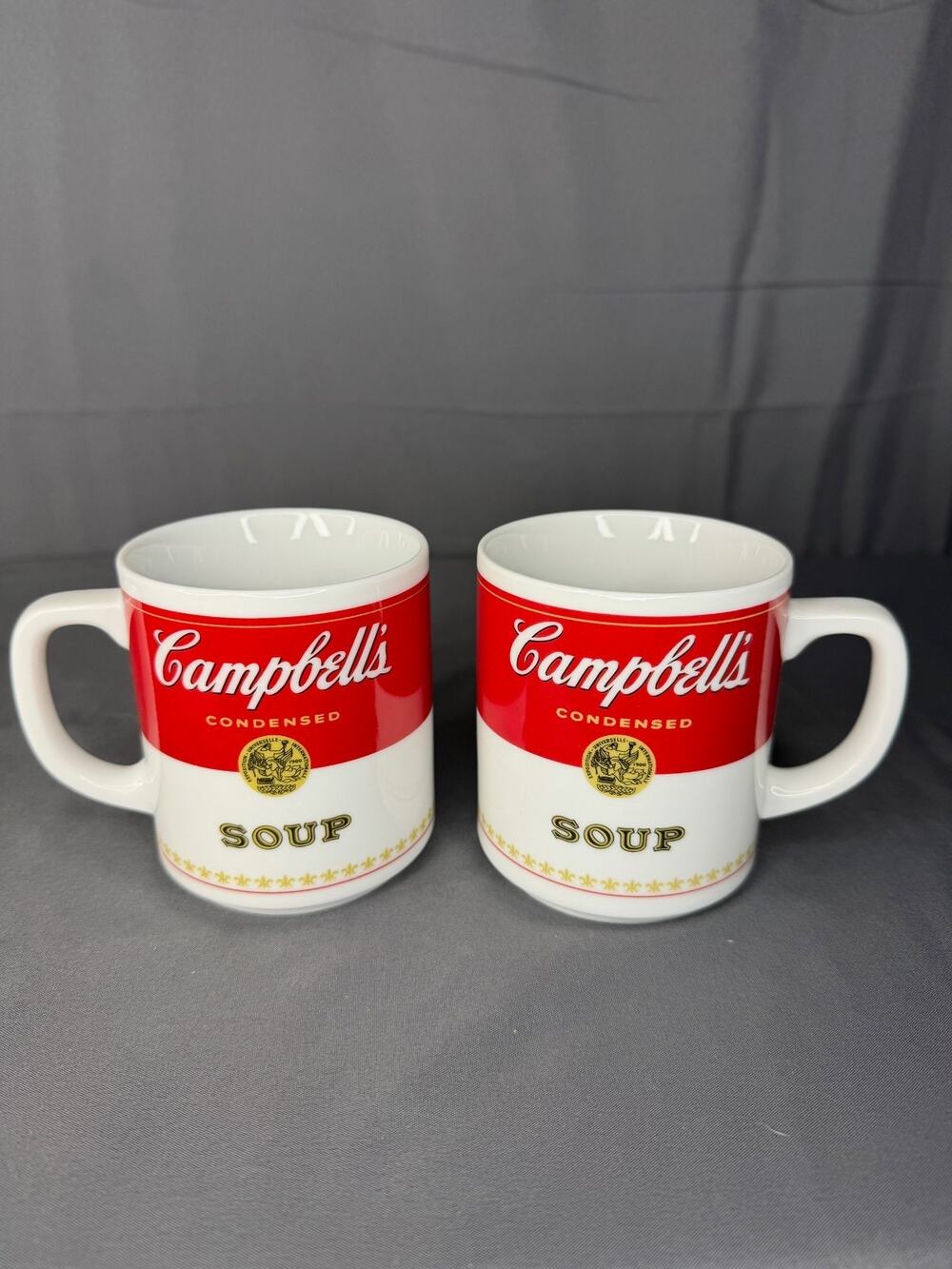 Genuine Campbell Soup Mugs by Corning Glass - 1980's Vintage - Set of 2 Mugs